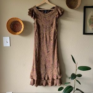 Vintage paisley brown dress